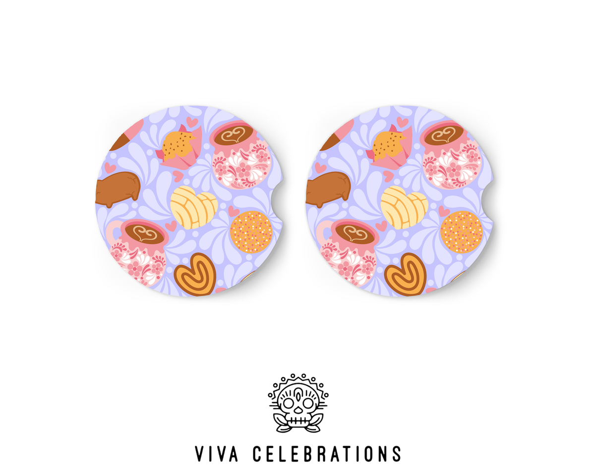Talavera pan dulce car coasters